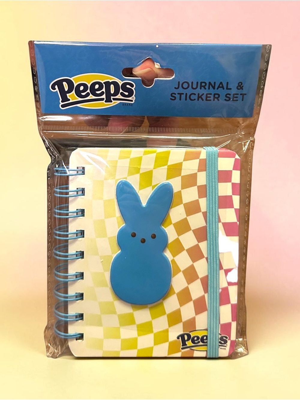 Peeps Blue Bunny Journal & Sticker Set - Spiral Notebook with Elastic Closure